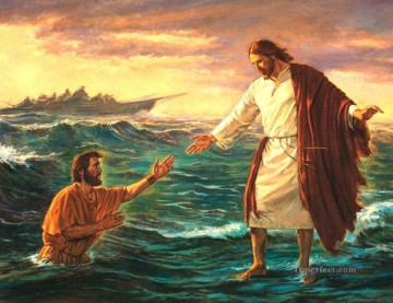 クリスチャン・イエス Painting - 海上のイエス・キリスト